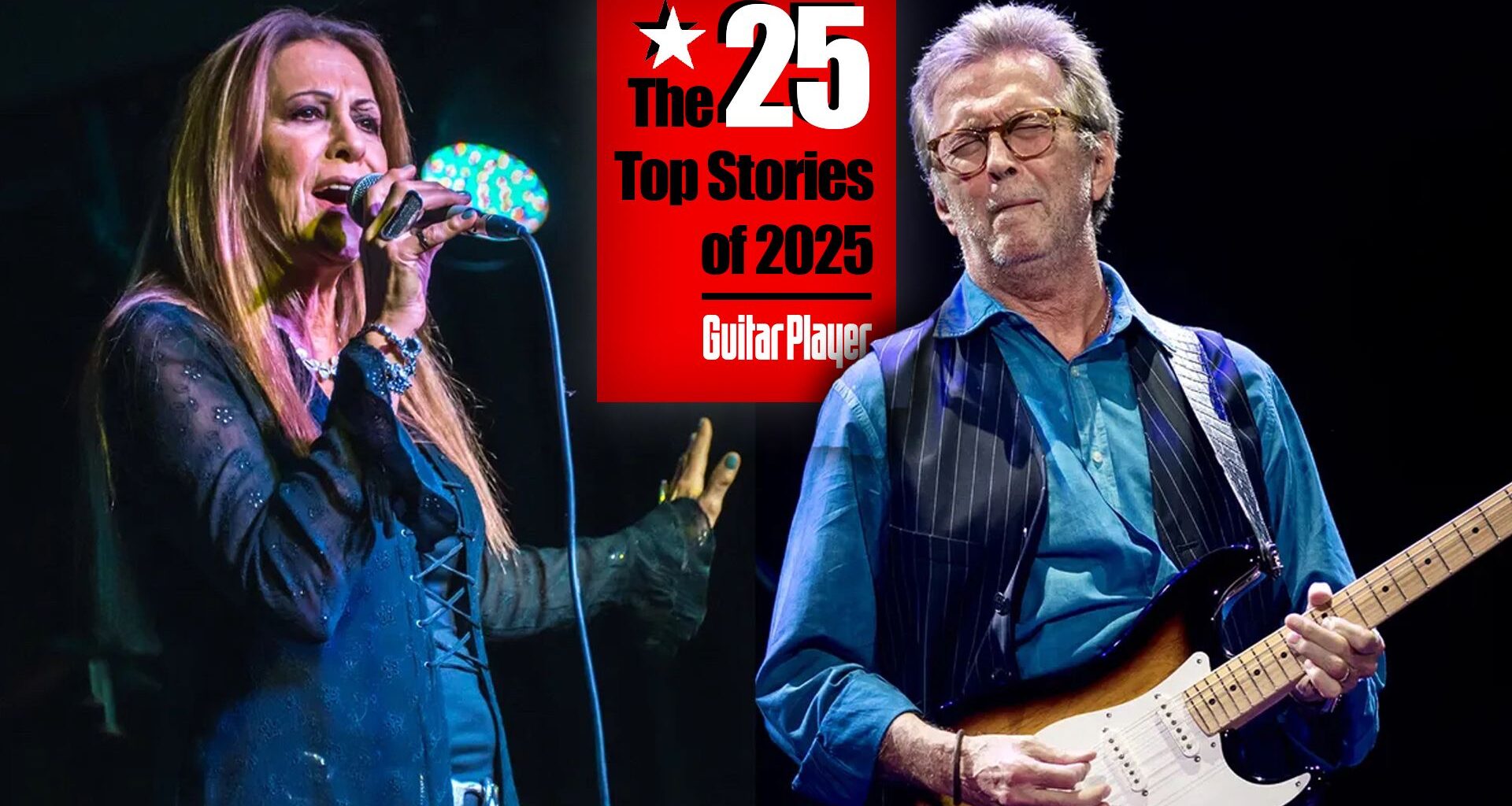 LEFT: Rita Coolidge performs live on stage at Boisdale of Canary Wharf on May 14, 2018 in London, England. RIGHT: Eric Clapton performs at Royal Albert Hall on May 14, 2015 in London, United Kingdom