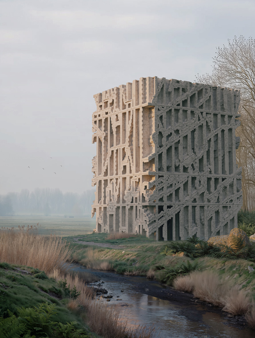 3D printed sand blocks sculpt adaptable facade embracing weathering and reuse