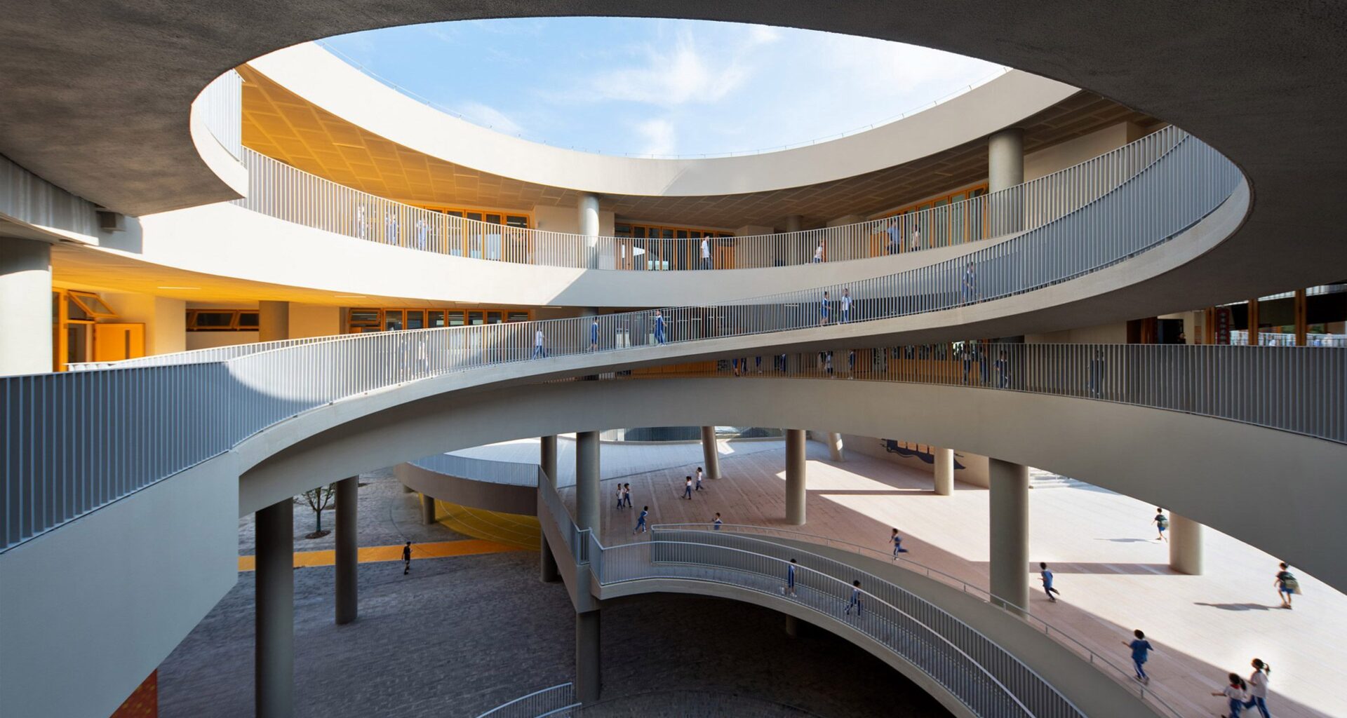 School building with roof cut-out