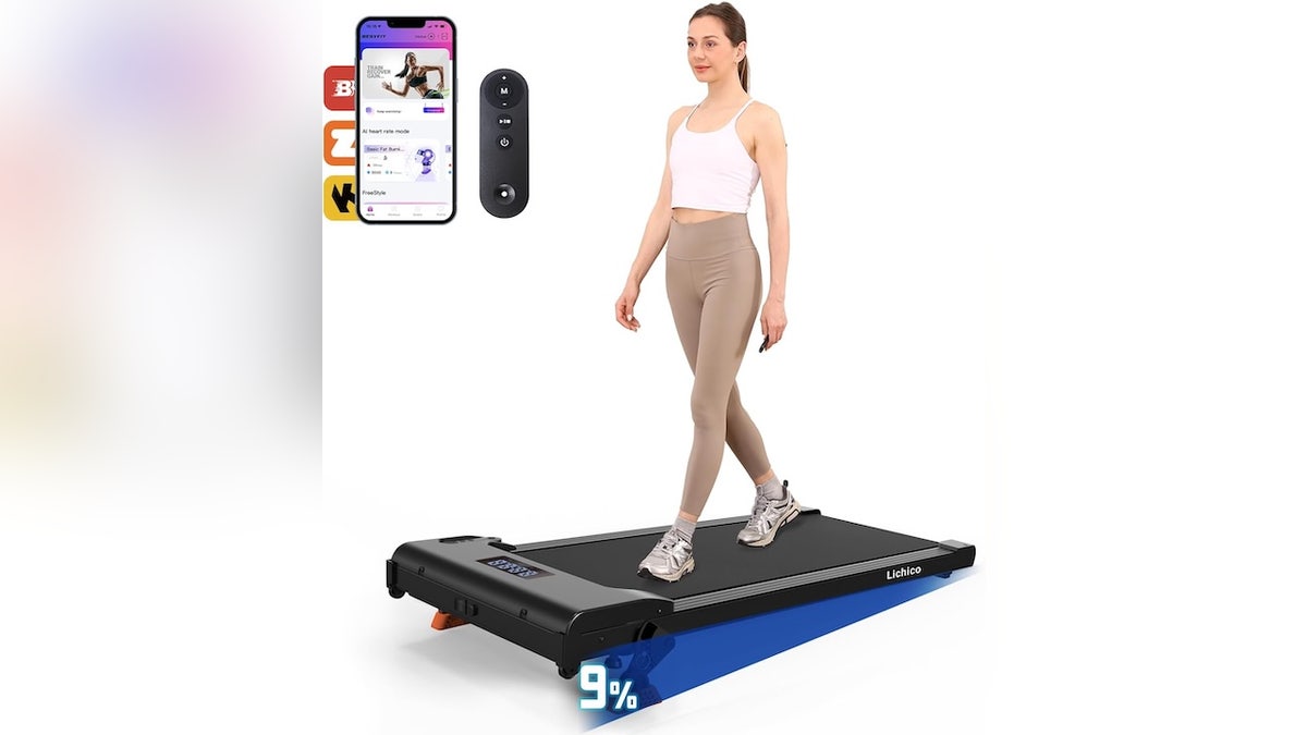 This walking pad has four incline levels for a more challenging workout.
