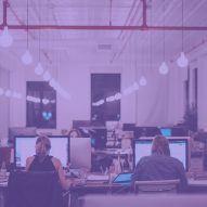 People working late in an office