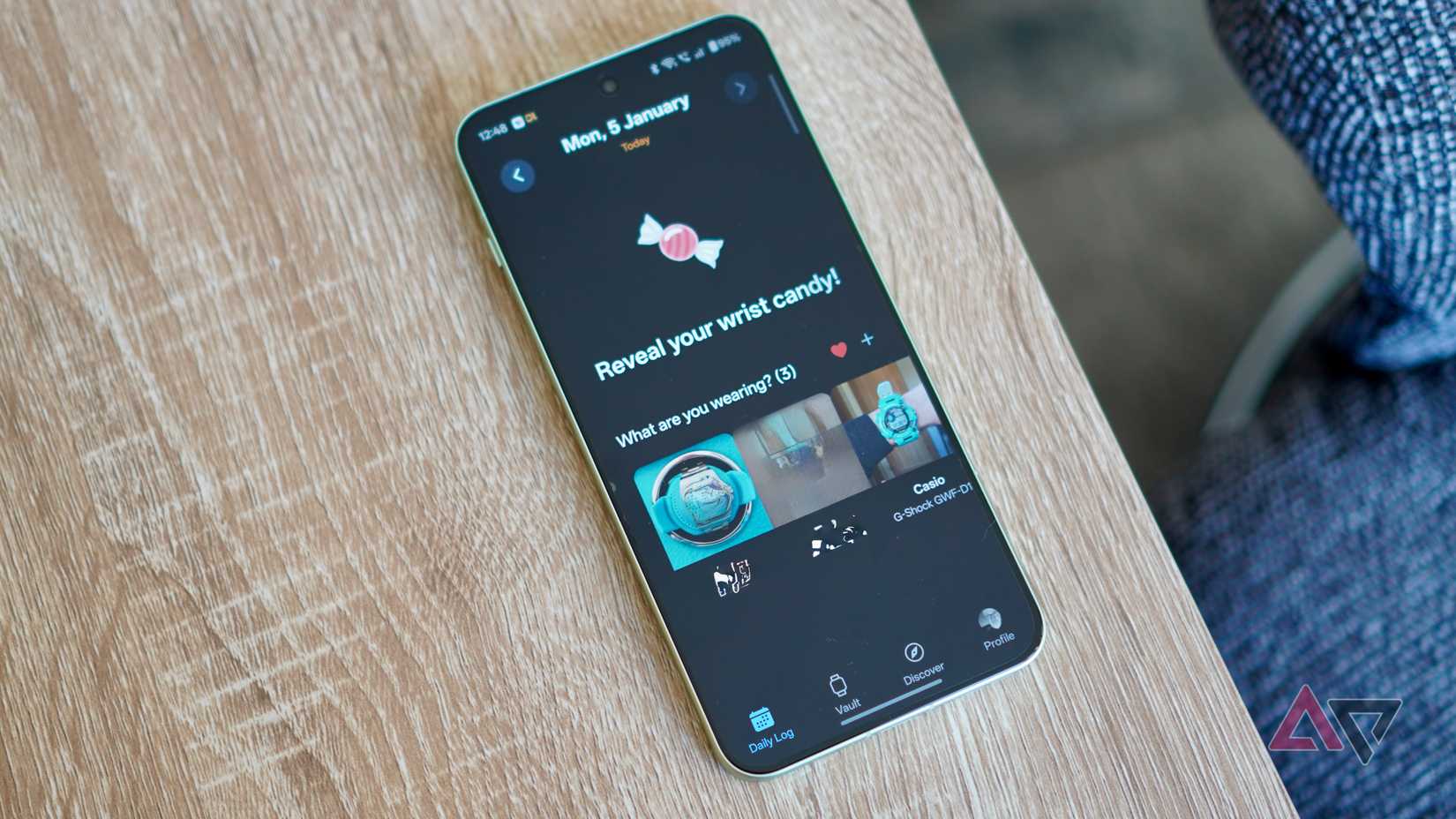 The main screen in the WristLog app