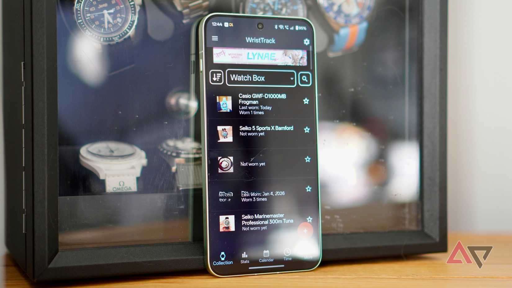 The main screen in the WristTrack app
