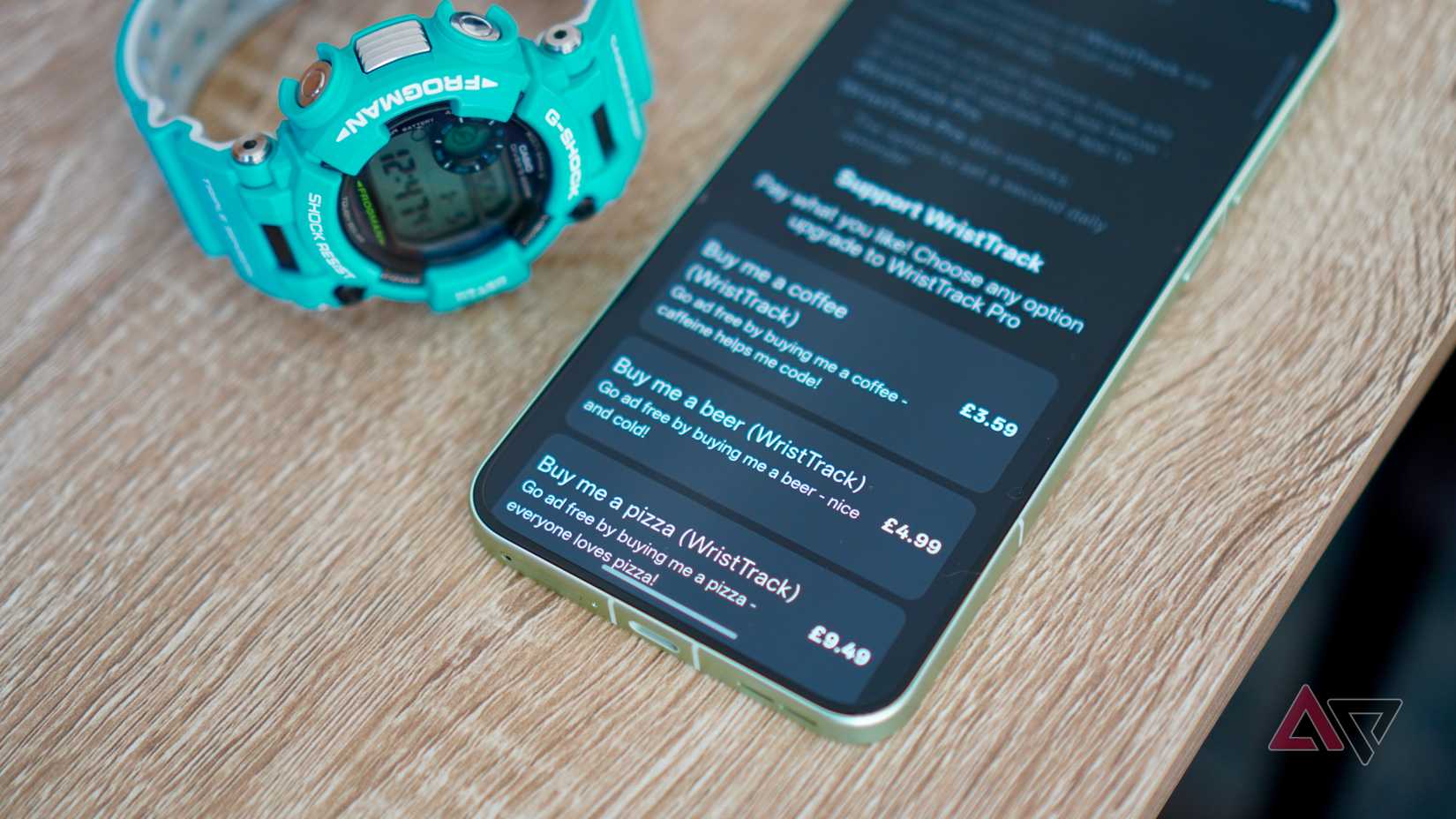 Price options in the WristTrack app