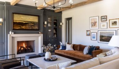 A dark blue and white living room