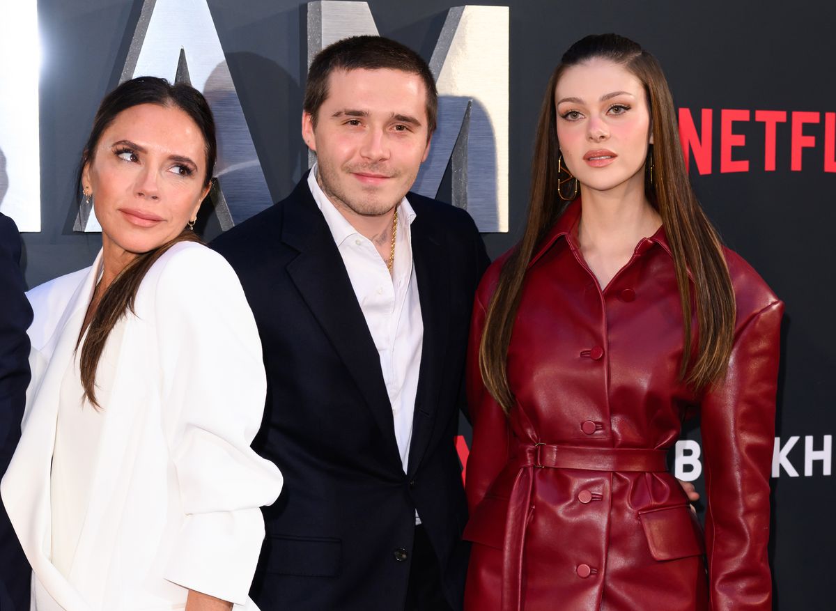 Victoria Beckham, Brooklyn Beckham and Nicola Peltz attend the Netflix 'Beckham' UK Premiere