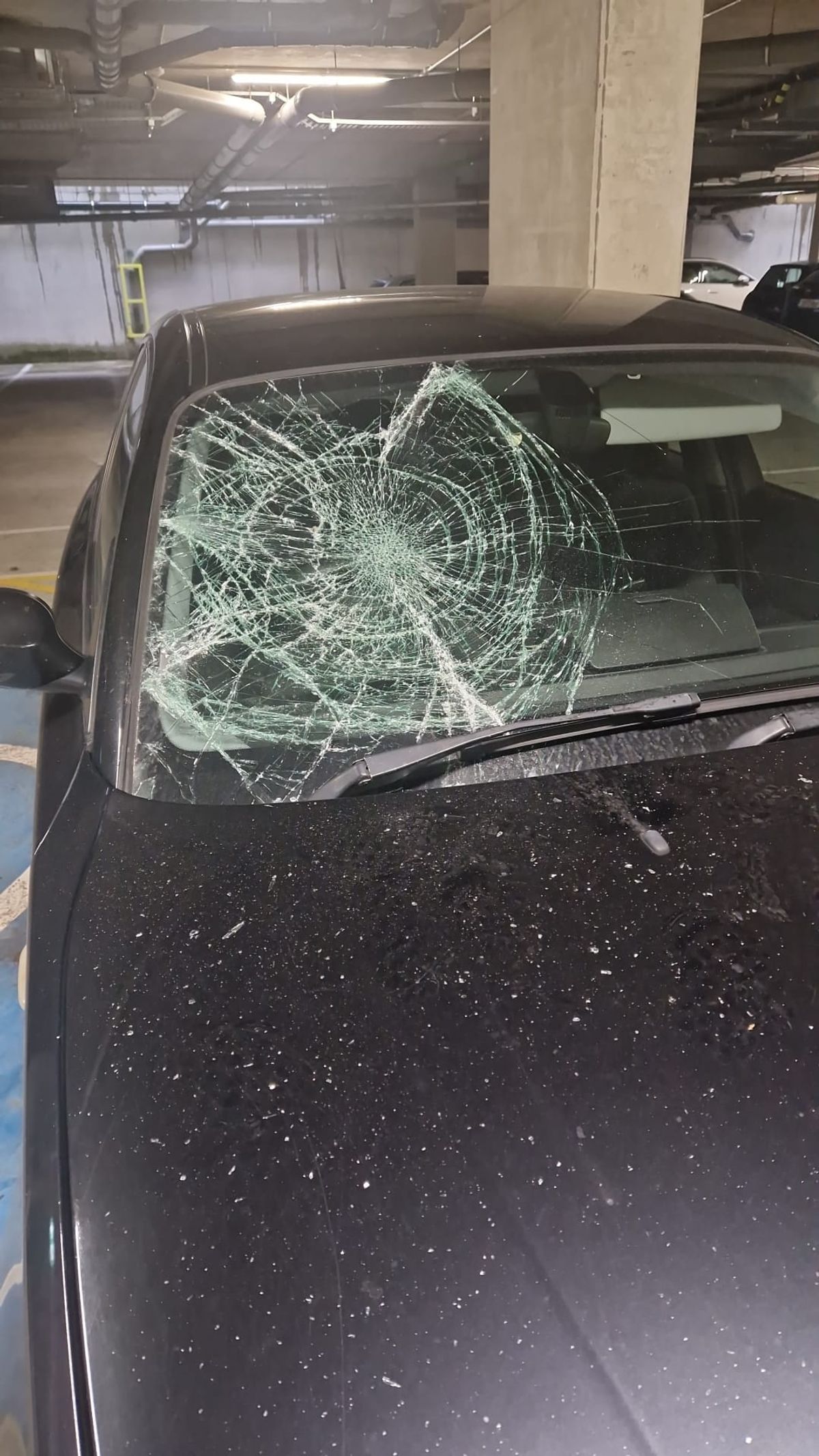 Car damaged by anti-social behaviour at Burnell Place car park Northern Cross