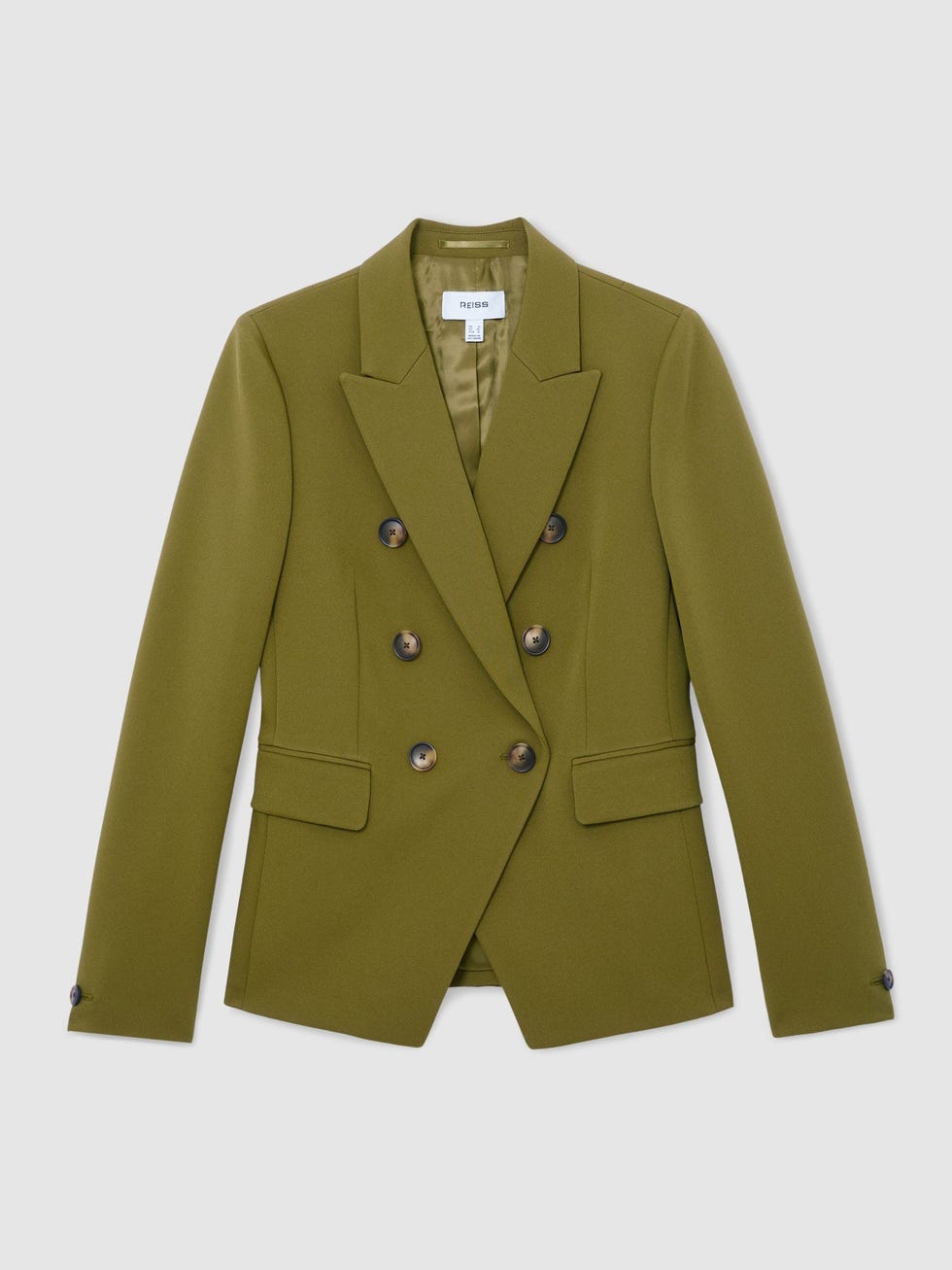 Petite Twill Double-Breasted Blazer in Chartreuse Green Petite Twill Double-Breasted Blazer in Chartreuse Green