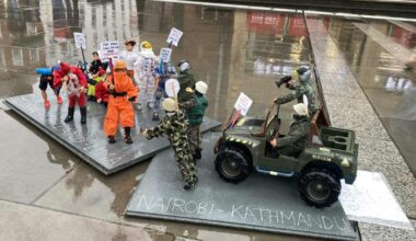 Miniature sculpture appears in Cathedral Square in Worcester