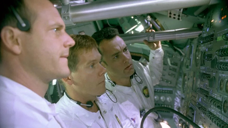 A real life NASA mission to the moon turns into a dramatic struggle for survival in 1995's "Apollo 13," with Bill Paxton, Kevin Bacon and Tom Hanks. - Moviestore/Shutterstock