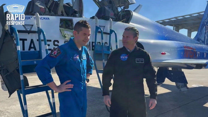 Pentagon Pete Cosplays as NASA Pilot Aboard Billionaire’s Jet