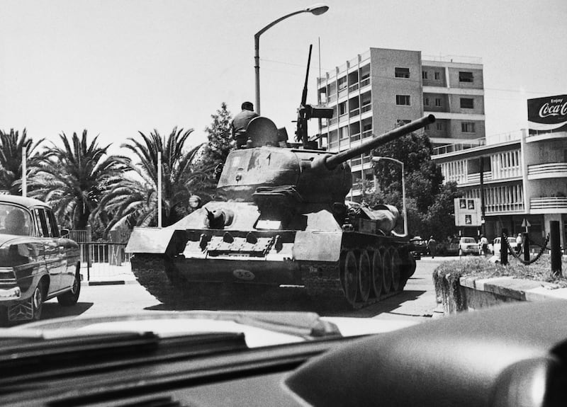 A Greek tank in a streets on July 22nd, 1974 in Nicosia, following Turkey's invasion of Cyprus. Photograph: Xavier Baron/AFP via Getty