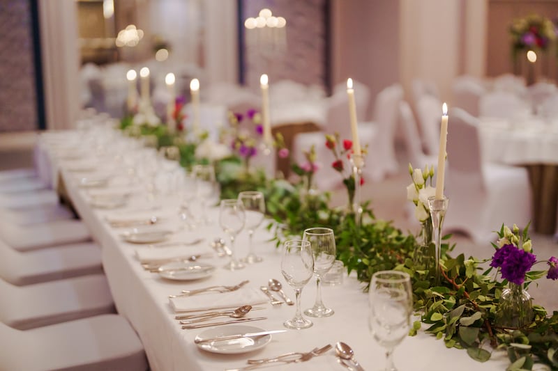 A room is set up for a wedding celebration at the Kingsley hotel in Cork
