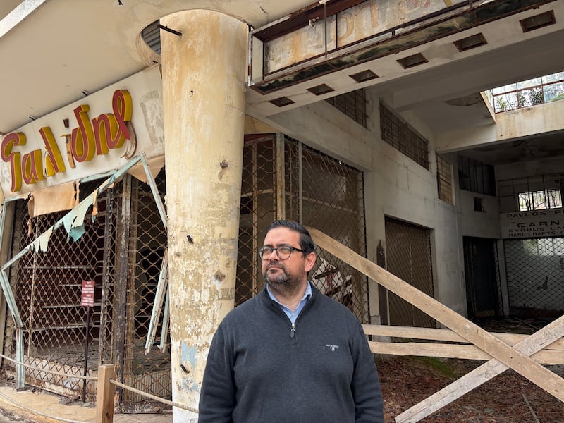 Chrysanthos Zannettos, deputy mayor of Famagusta city council, a sort of local administration in exile that represents the displaced Greek Cypriot community, pictured in Varosha. Photograph: Jack Power
