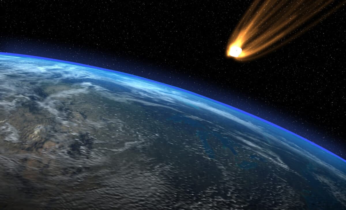 Asteroid And Planet Earth