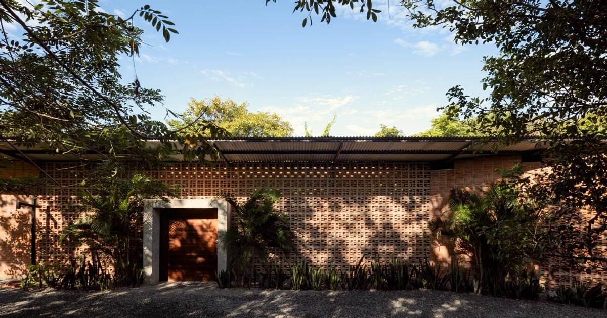 porous brick partitions enclose garden within costa rica residence