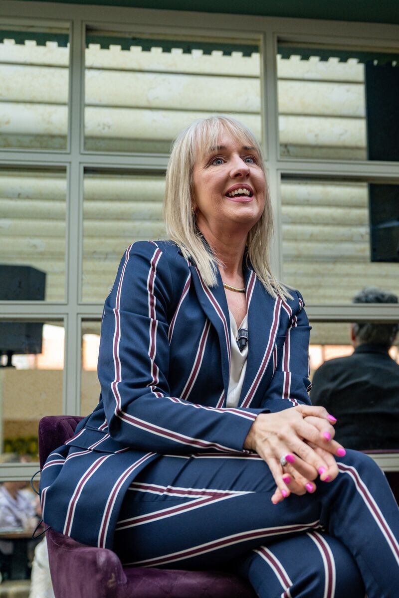 Lucy Wolfe speaking at a recent Irish Examiner Parenting coffee morning at Here’s Health in Douglas Court Shopping Centre, sharing practical sleep tips with parents. Picture : Chani Anderson