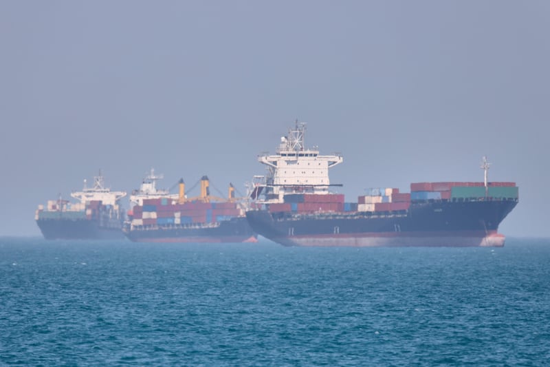 Container ships in the Strait of Hormuz on Tuesday. Photograph: Amirhosein Khorgooi/ISNA via AP