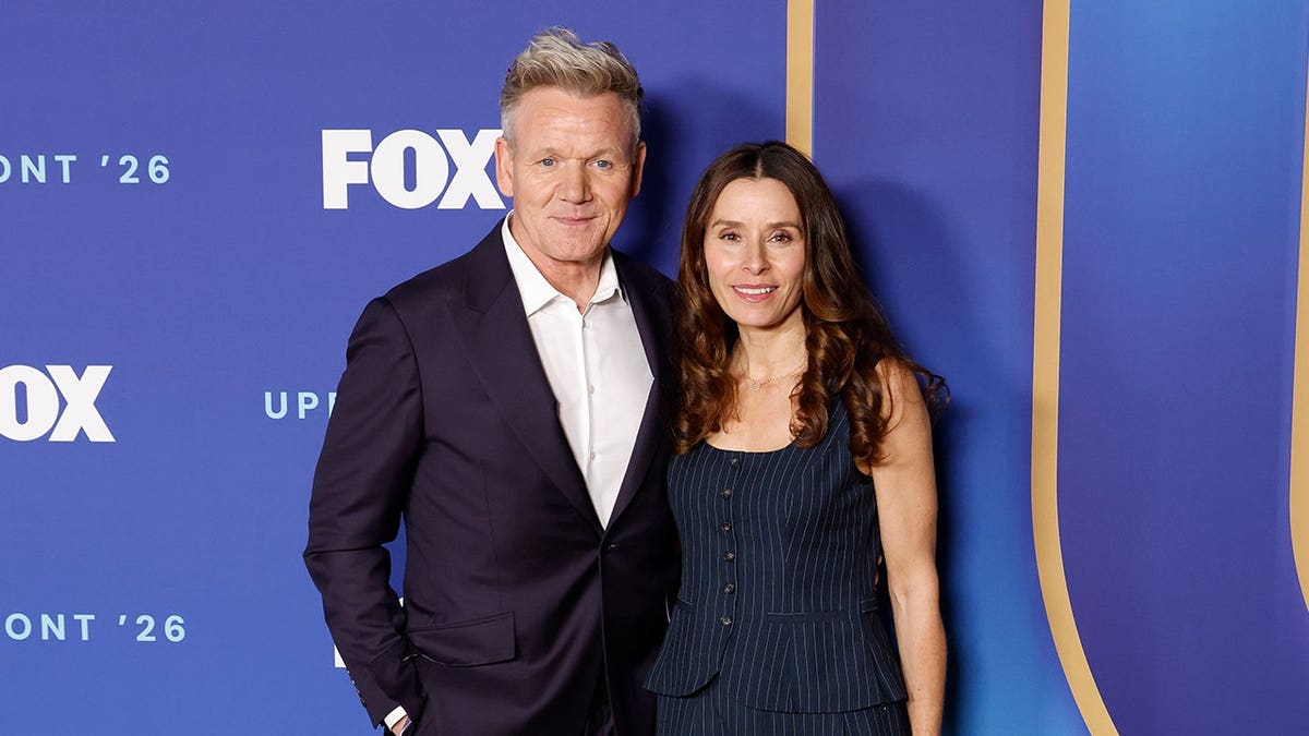 Gordon Ramsay and Tana Ramsay posing together at the 2026 Fox Upfronts in New York City.