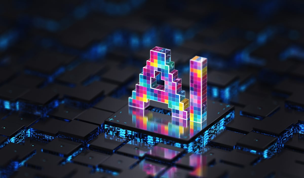 A chip is shown with AI written on it.