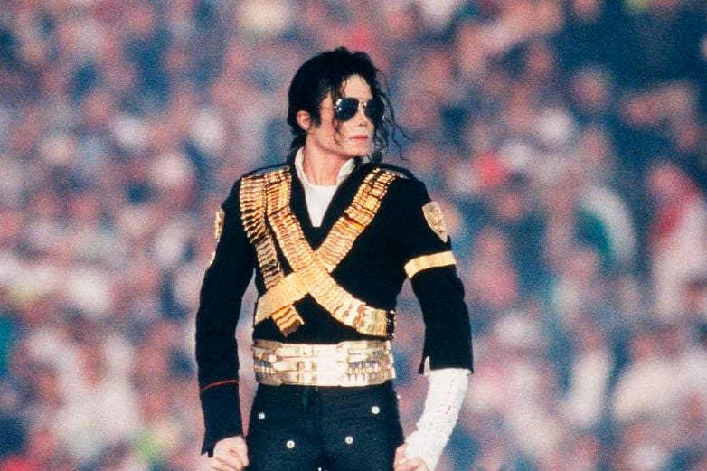 Singer Michael Jackson Performs at Superbowl XXVII