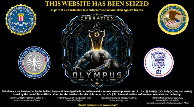 Seizure banner Kratos phishing platform takedown