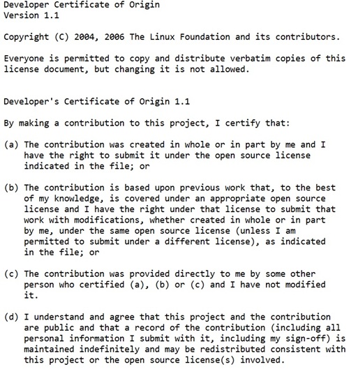 Developer Certificate of Origin