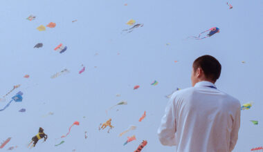 beneath a kite-filled sky, janice chan photographs tropical fish and noodle packets