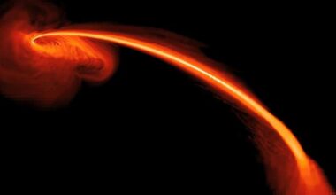 A hydrodynamical simulation of a star being ripped apart by the tidal forces of a supermassive black hole. Credit Credit: NASA/ S. Gezari (JHU)/ J. Guillochon (UCSC)