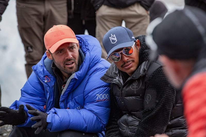 Spencer Matthews (left) with Nirmal Purja during the filming of the Disney+ documentary Finding Michael, which attempted to retrace the steps of Spencer's older brother Michael with the help of survivalist Bear Grylls, February 2023. Photograph: Disney+/PA
