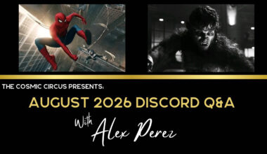 Promotional banner for August 2026 Discord Q&A with Alex Perez by The Cosmic Circus.