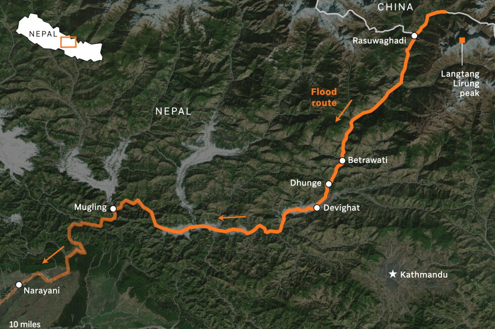 Satellite images reveal rock and glacier collapse before Nepal floods