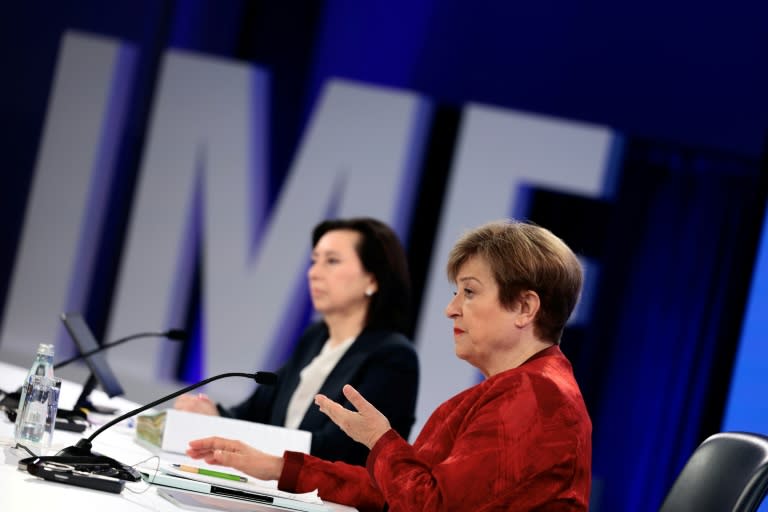 In April 2026, IMF Managing Director Kristalina Georgieva (R) warned that as many as 12 countries may need financial assistance from the Fund (Kent NISHIMURA)