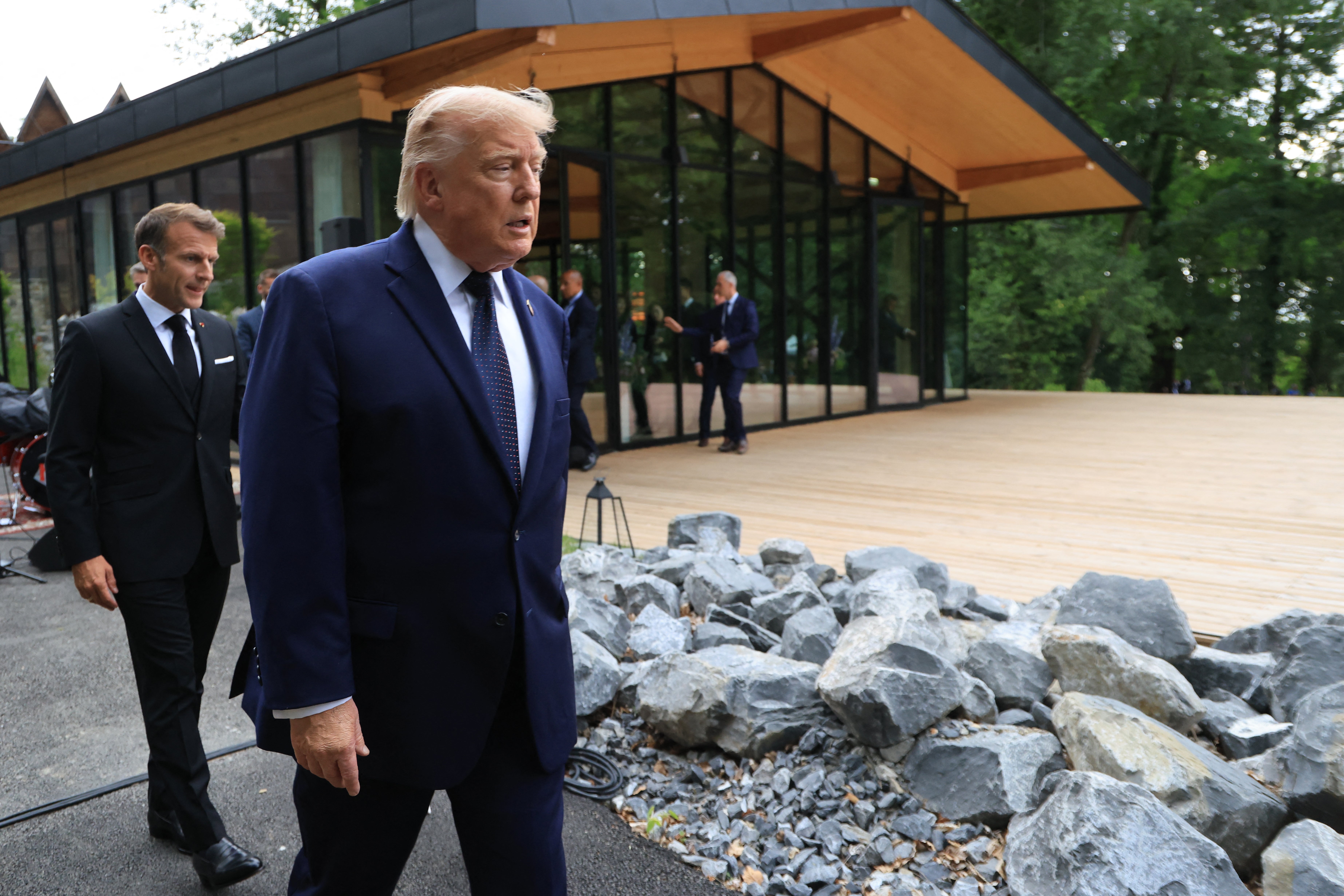 News of the Iran deal's emerging provisions come as Trump himself has left the country to attend the G7 summit in France