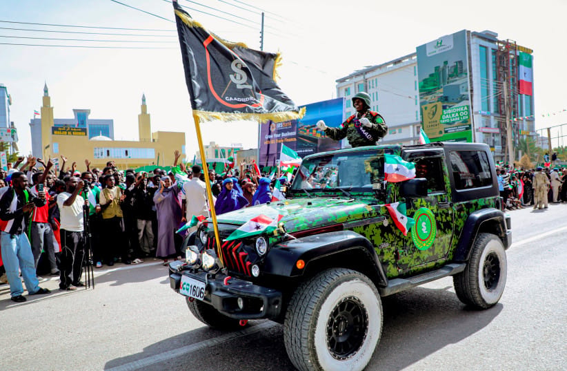 A Somaliland military armed vehicle takes part in a parade during the self-declared Independence Day on May 18. There is a renewed focus on Somaliland’s push for global recognition after Israel became the first country to formally recognize it as an independent and sovereign state.