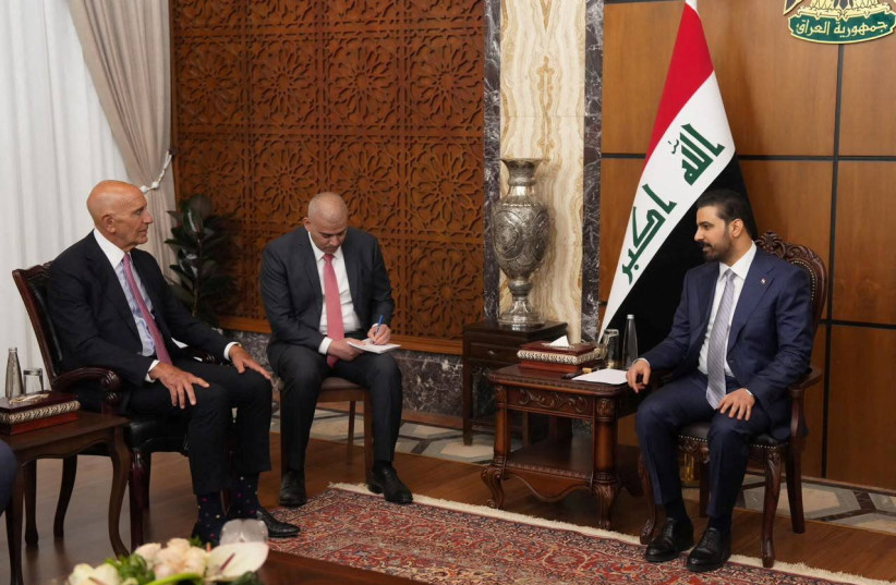 Iraqi Prime Minister Ali al-Zaidi meets with U.S. Special Presidential Envoy Tom Barrack in Baghdad, Iraq, June 16, 2026.