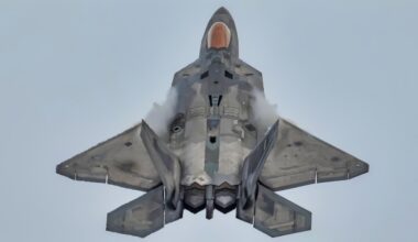U.S. Air Force Maj. Josh Gunderson, F-22 Demo Team commander, performs the Raptor Slide during the Abbotsford Airshow, Aug. 5, 2021, at Abbotsford International Airport, Abbotsford, British Columbia, Canada. During the Raptor-slide the aircraft actually slides down and backwards under control before Gunderson adjusts the aircrafts position and powers out of the maneuver. (U.S. Air Force photo by Staff Sgt. Don Hudson)