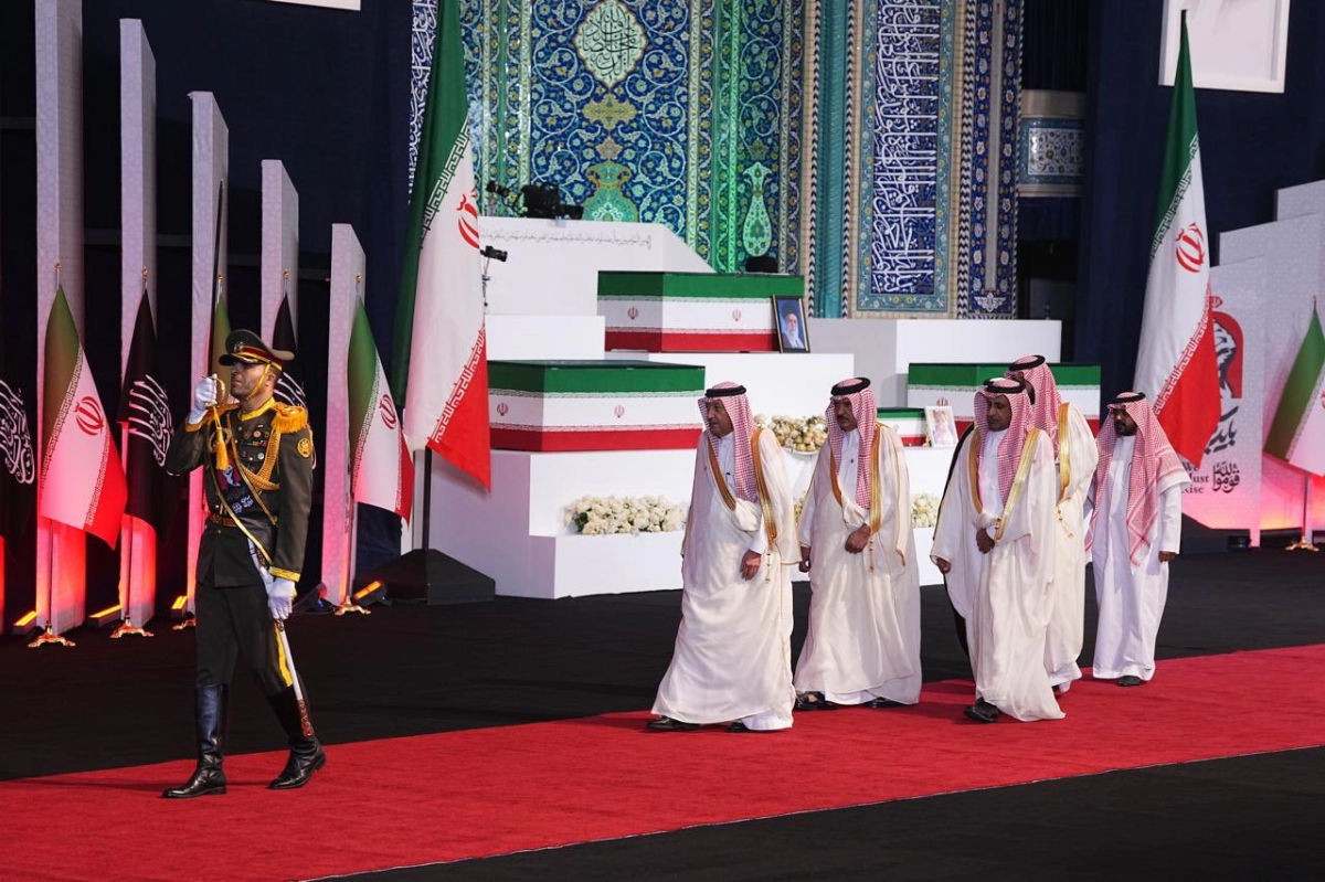 Saudi deputy FM attends Khamenei funeral in Tehran, conveys leadership's condolences
