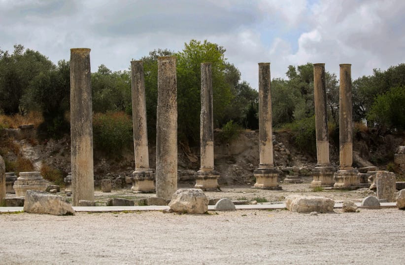 View of the ancient archeological site of Sebastia, near the West Bank city of Nablus, May 12, 2025.