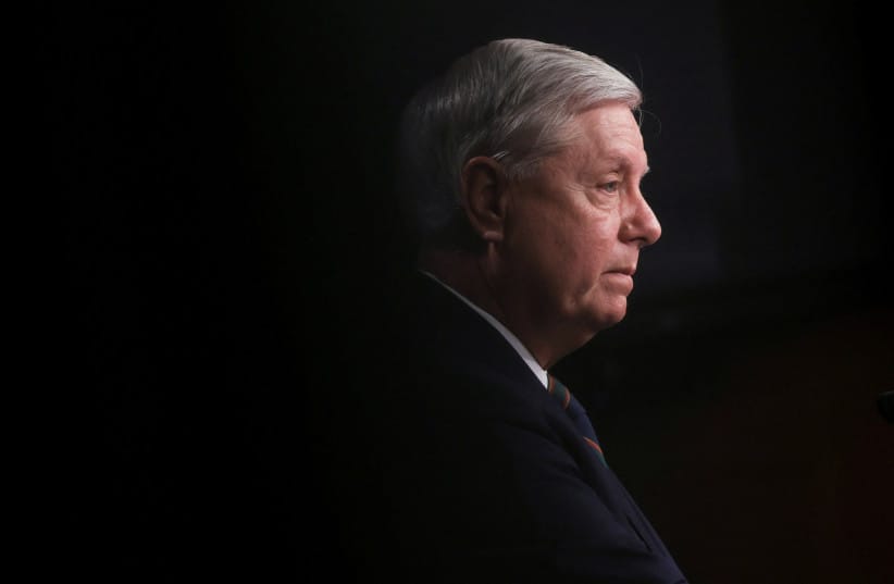 US Senator Lindsey Graham (R-SC) attends a news conference a day after supporters of U.S. President Donald Trump occupied the Capitol building, in Washington, US January 7, 2021.