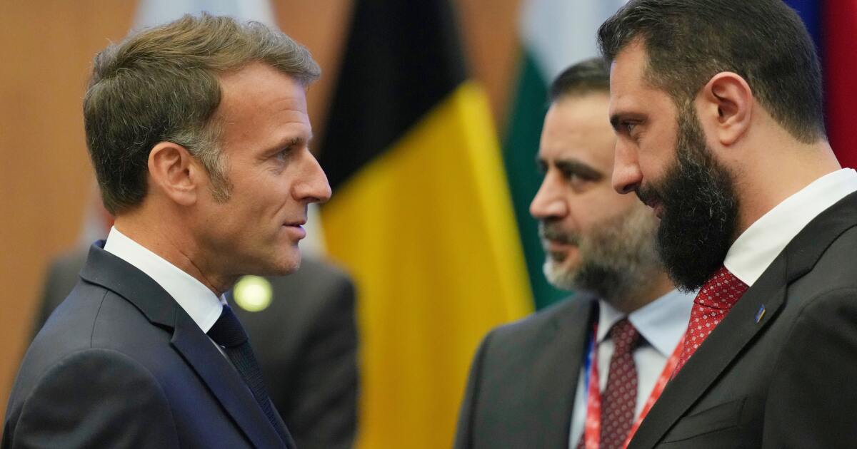Macron arrives in Syria as first major Western leader to visit war-torn country under new leadership