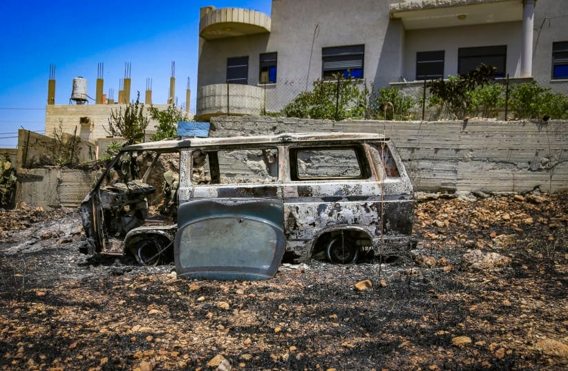 The damage following an attack by Israeli settlers in the village of Tell, near the West Bank city of Nablus, July 25, 2026.