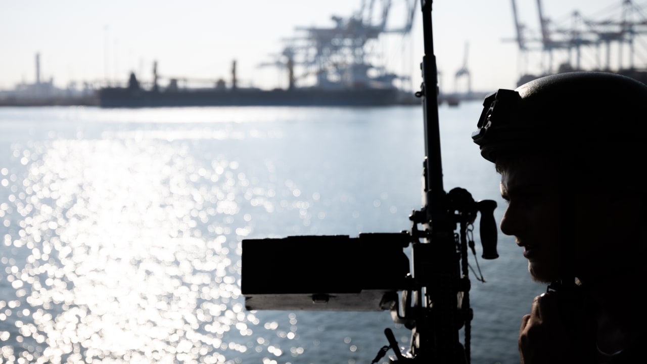 Israeli Navy Force soldiers operate on Navy vessels off the coast of of the southern Israeli city of Ashdod.