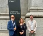 Da sinistra, Elena Fontanella, direttrice dell'Istituto Italiano di Cultura, Angelo Crespu, direttore Pinacoteca di Brera; David García Cueto, capo conservatore pittura barocca italiana e francese al Prado
