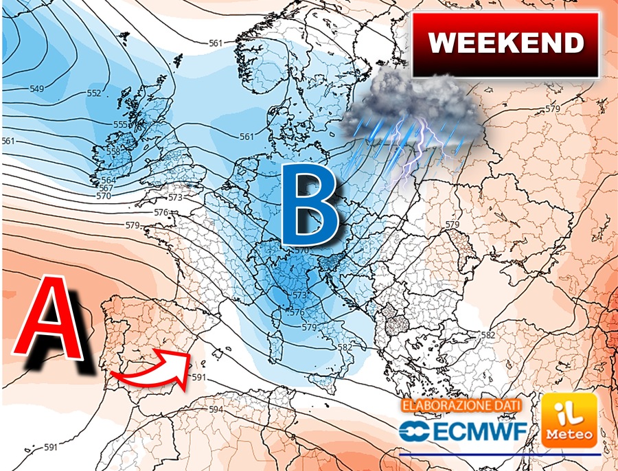 Weekend, arriva una perturbazione carica di Piogge e Temporali, ecco dove colpirà