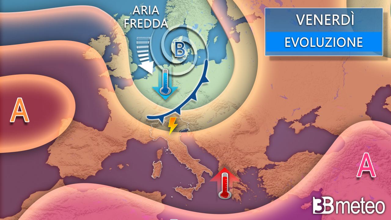 Venerdì e weekend con nuovi forti temporali per un fronte freddo dal Mare del Nord. I dettagli « 3B Meteo