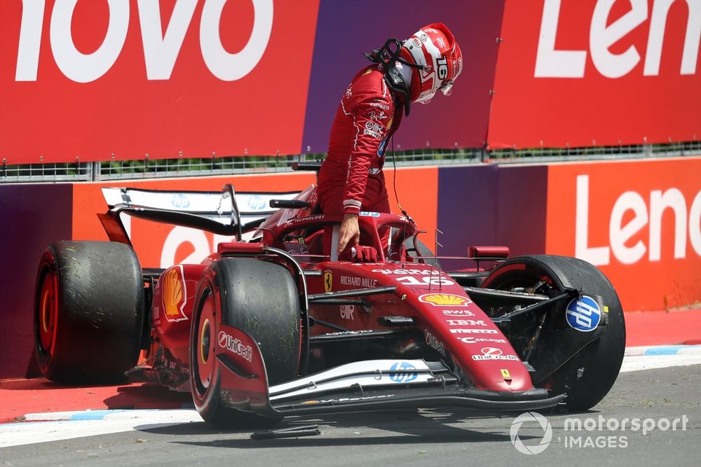 Charles Leclerc, Ferrari, dopo il crash in FP1 a Montreal