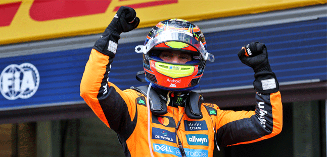 McLaren domina con Piastri e Norris<br />Leclerc, terzo, contiene Verstappen