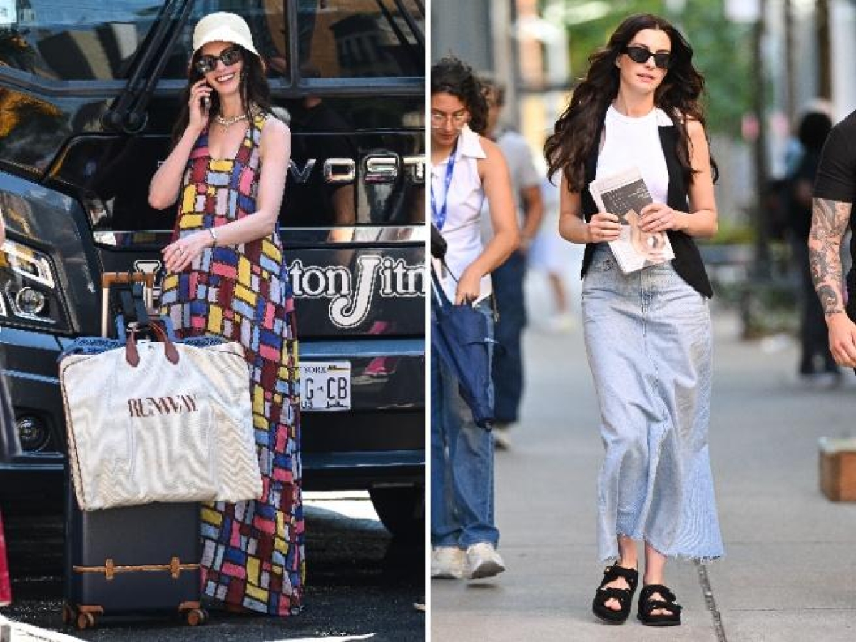 Anne Hathaway, le prime foto dei look di Andy nel Diavolo veste Prada 2