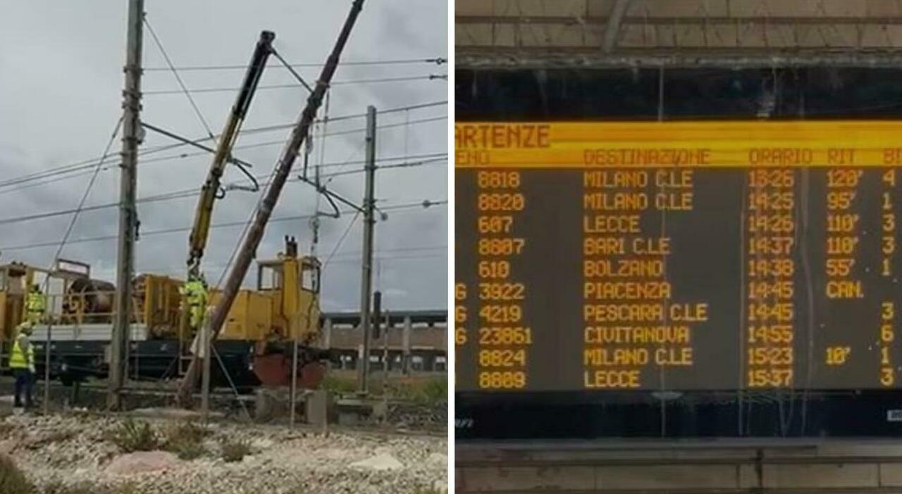 Cede un traliccio della linea elettrica, i treni ricominciano a viaggiare. Ecco tutti i convogli in ritardo e quelli cancellati VIDEO